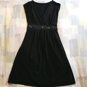 Black sleeveless dress with jewels